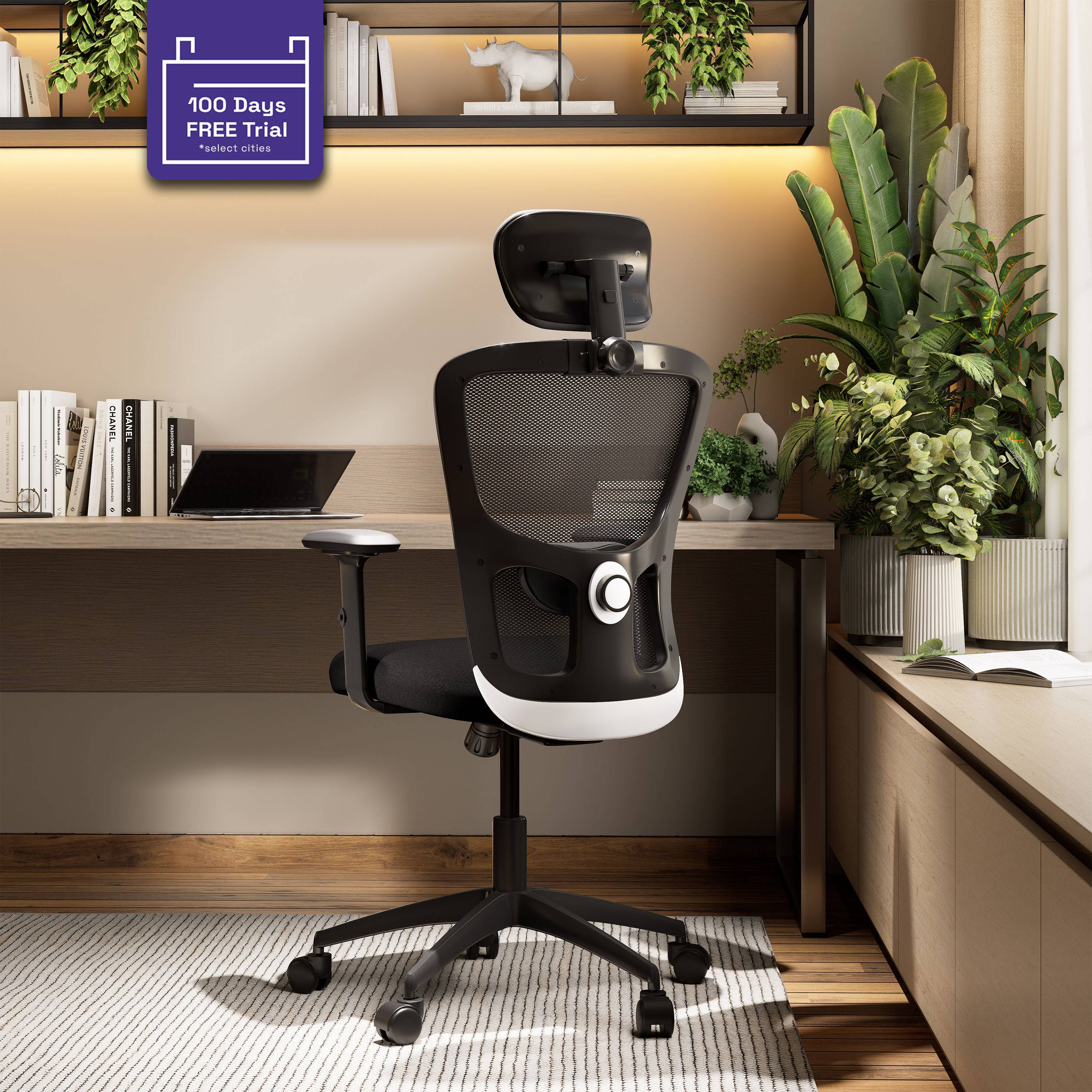 Albus Pro Highback class 4 Gaslift Nylon base with soft PU pad Multi Lock Ergonomic Office Chair Black