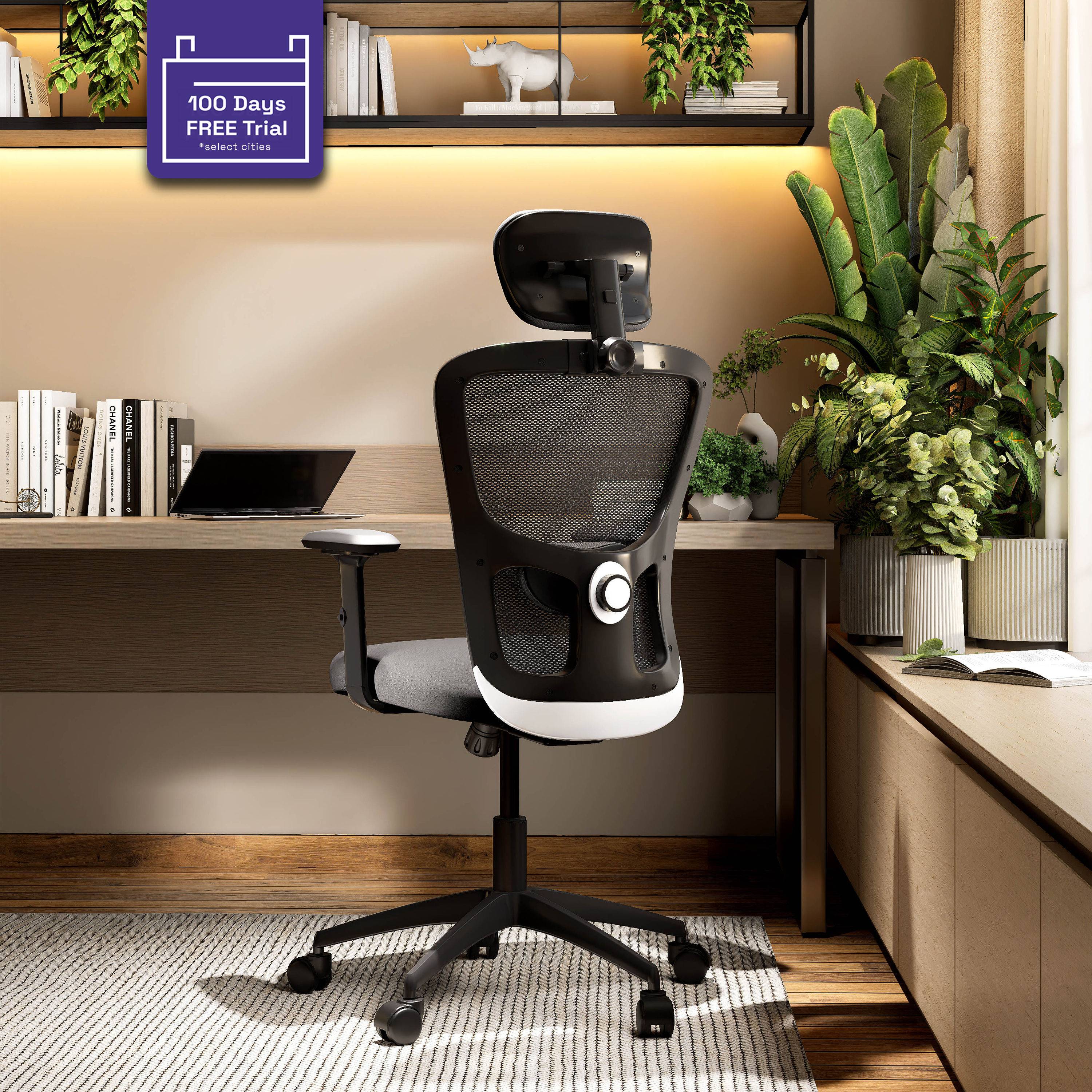 Albus Prime Highback class 4 Gaslift Nylon Base with soft PU pad Single Lock Ergonomic Office Chair Black and Grey