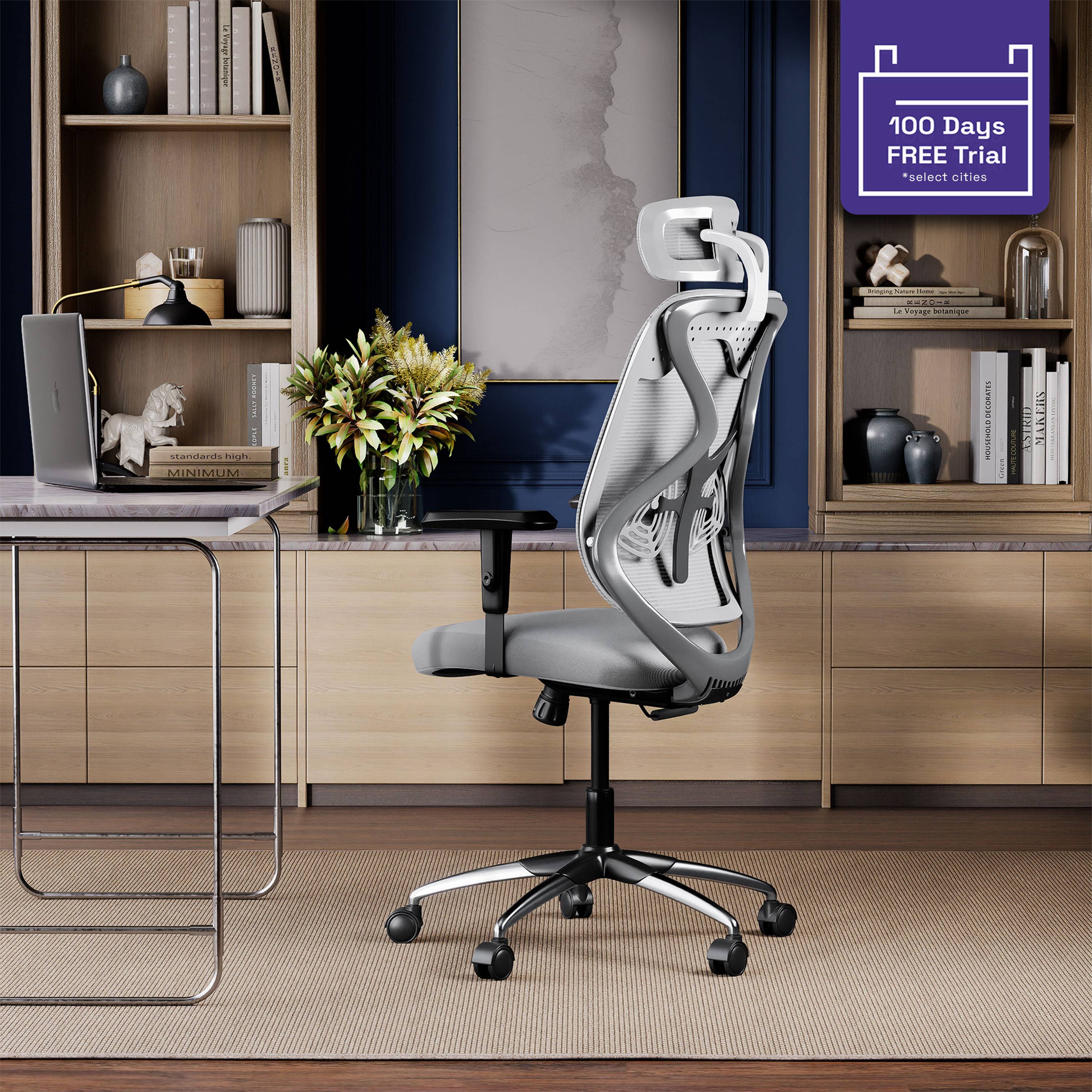 Gravita Prime High Back Ergonomic Office Chair | Chrome Base | DIY Assembly