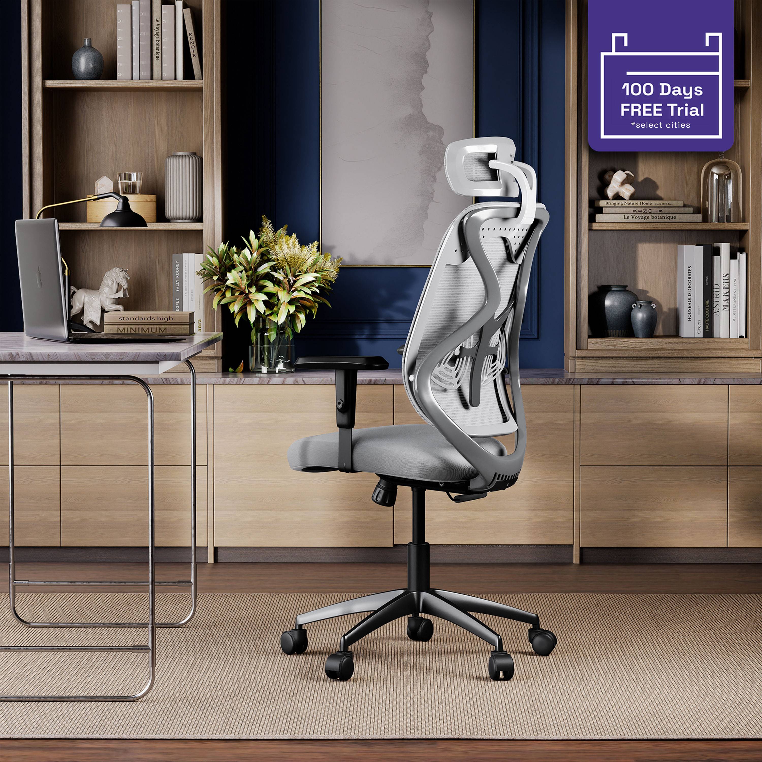 Gravita Pro High Back Ergonomic Office Chair | Nylon Base | DIY Assembly