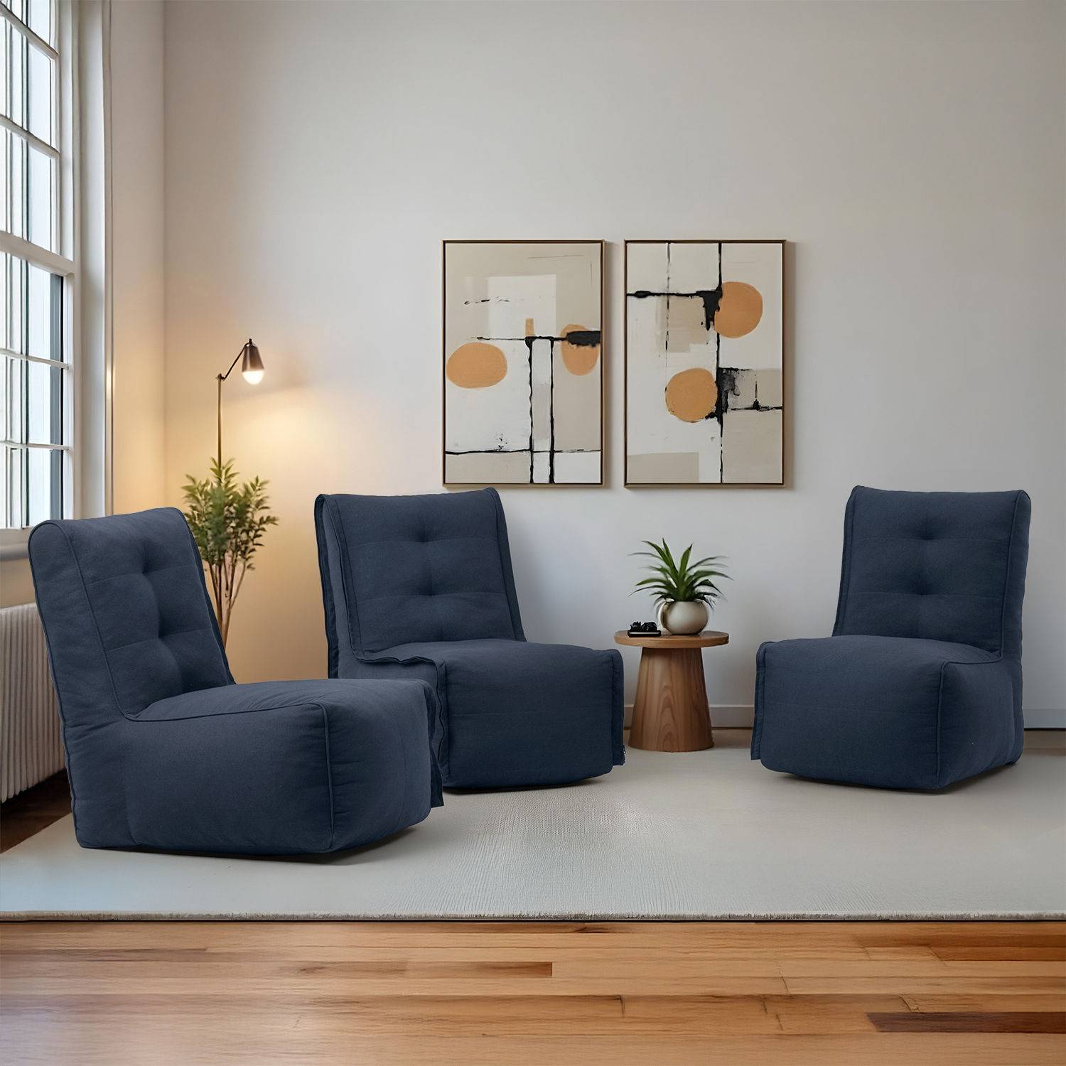 Cirro Modular Floor Sofa| Three Seater | Stylish & Cozy | Detachable Zip| Convertible | Molphino Cobalt Blue