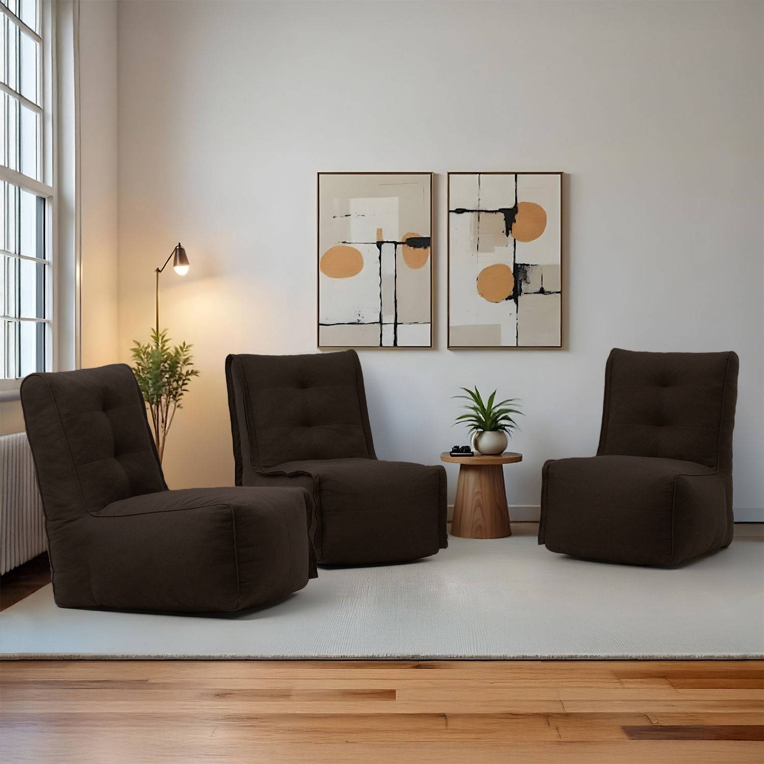 Cirro Modular Floor Sofa| Three Seater | Stylish & Cozy | Detachable Zip| Convertible | Molphino Dark Earth