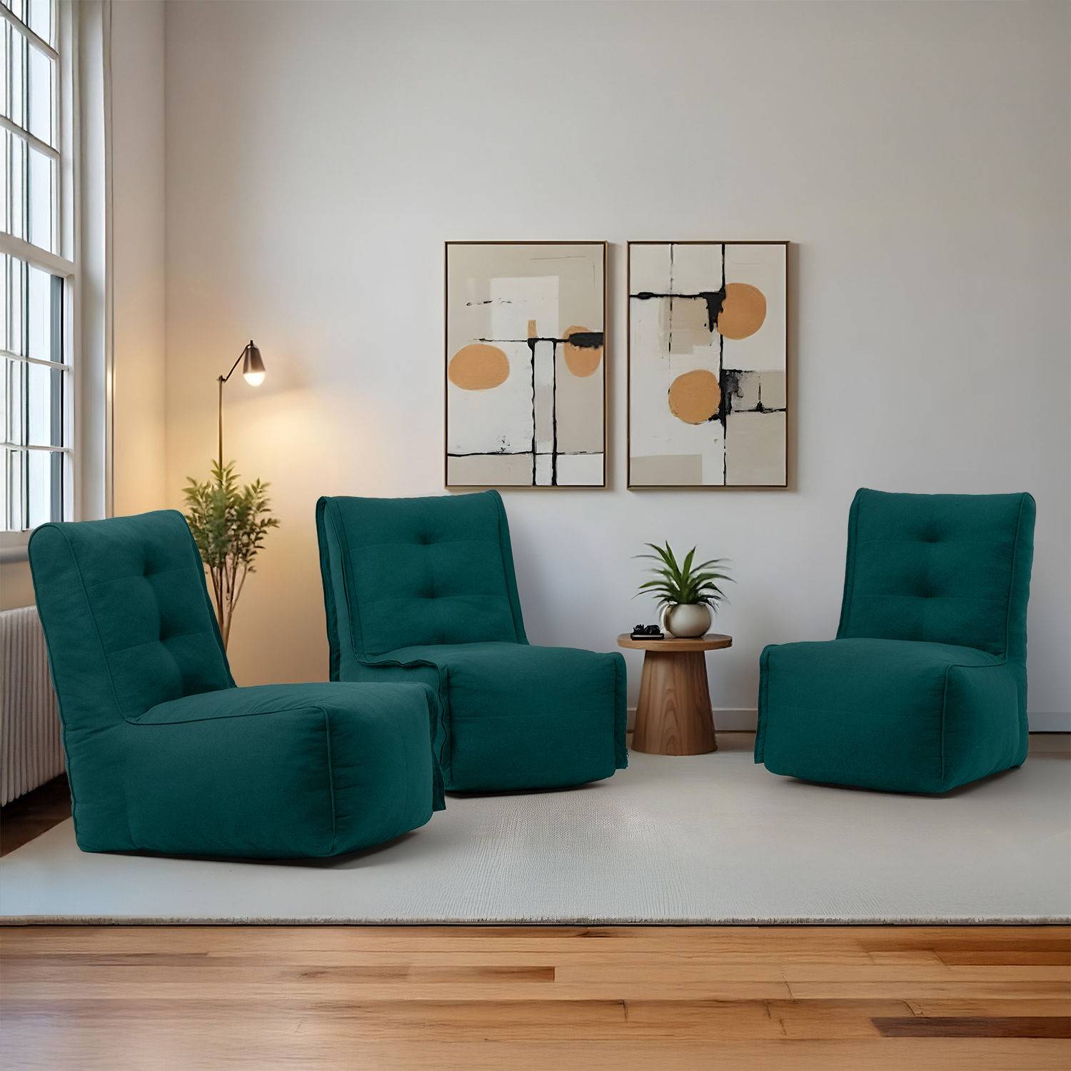 Cirro Modular Floor Sofa| Three Seater | Stylish & Cozy | Detachable Zip| Convertible | Molphino Malibu Green