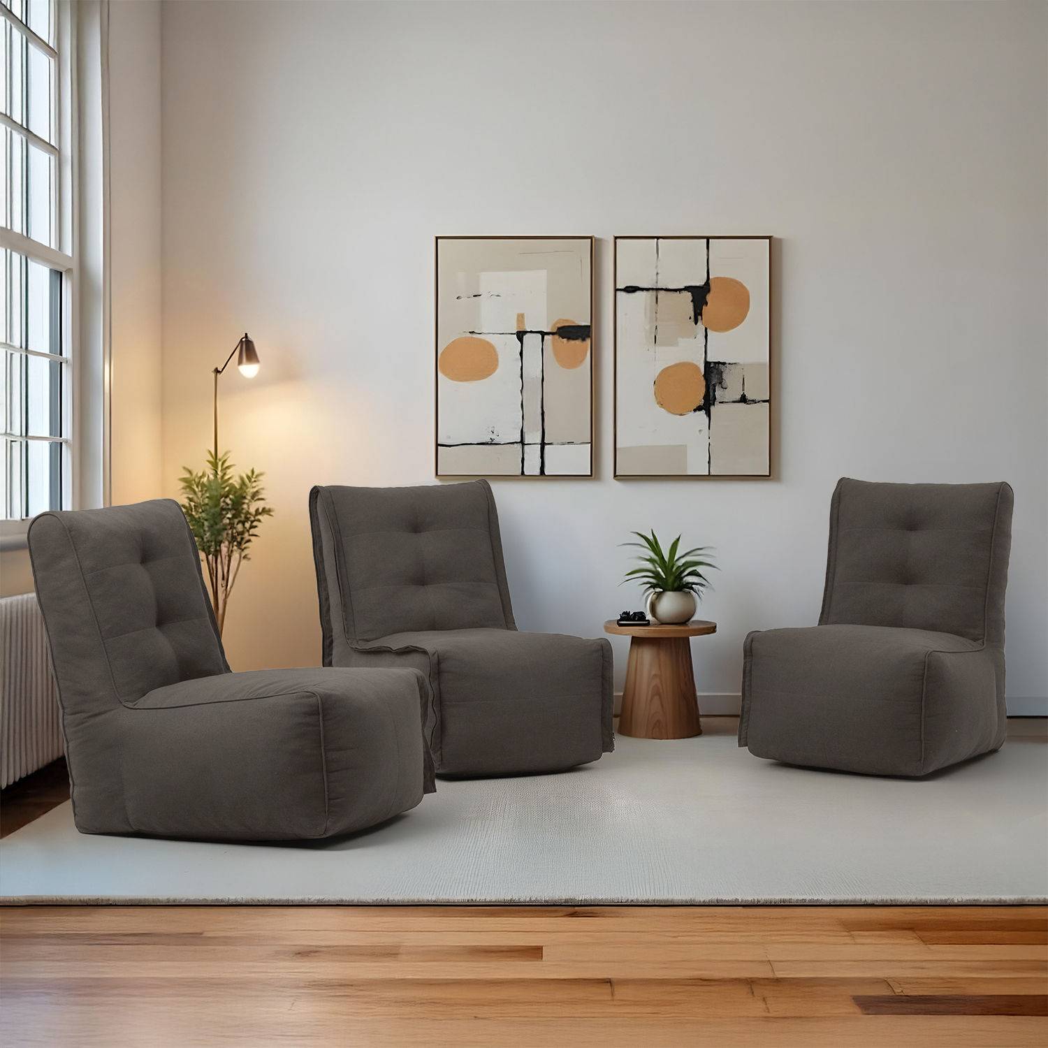 Cirro Modular Floor Sofa| Three Seater | Stylish & Cozy | Detachable Zip| Convertible | Omega Grey