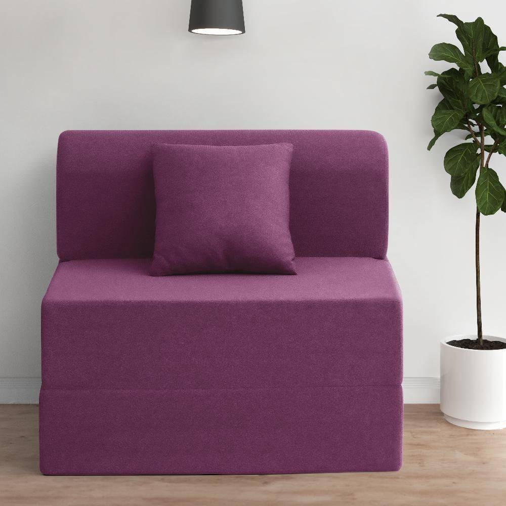 Flipper Sofa Cum Bed - One Seater (6'x2.5') Feet- WarpKnit Purple