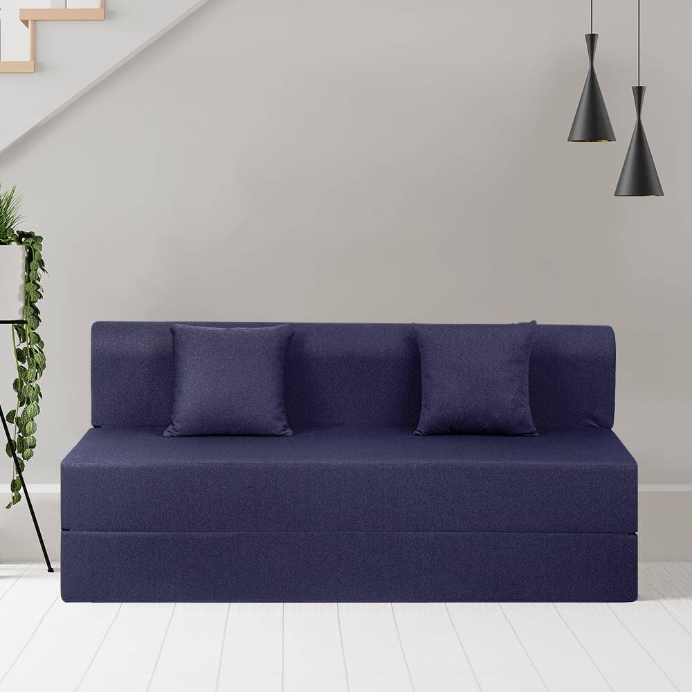 Flipper Sofa Cum Bed - Three Seater (6'x5') Feet- WarpKnit Blue