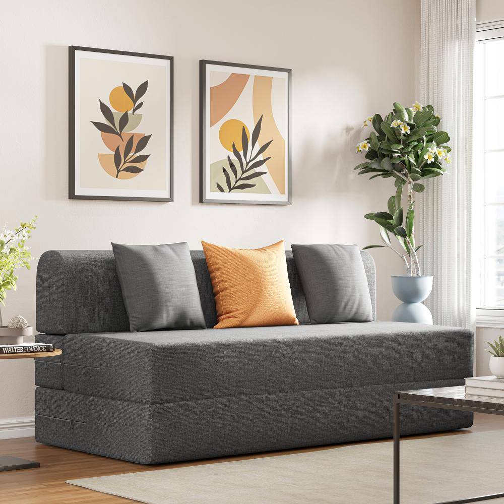 Flipper Sofa Cum Bed - Three Seater (6'x5') Feet- WarpKnit Grey