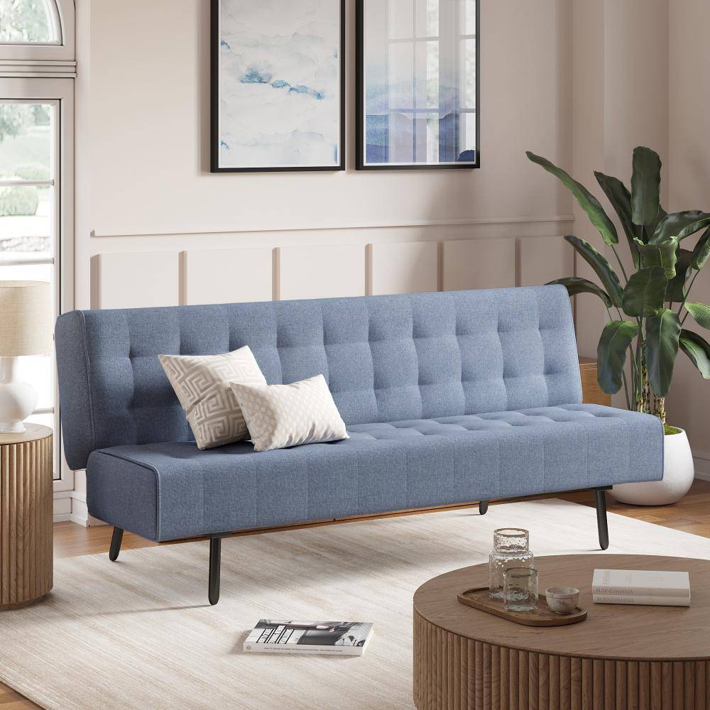 Naples Sofa cum Bed - Three Seater, Omega Blue