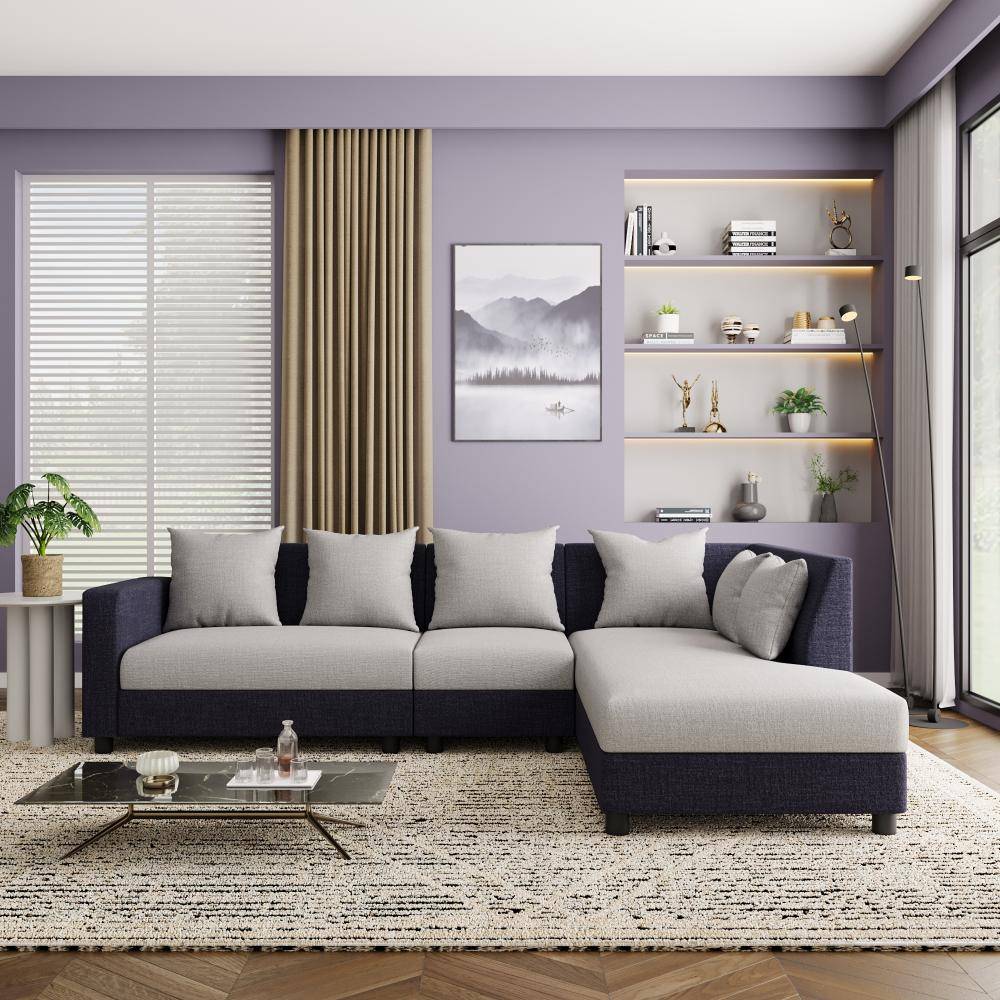 Skiver L Shape 6 Seater Sofa Set (3 Seater + Right Aligned Chaise)