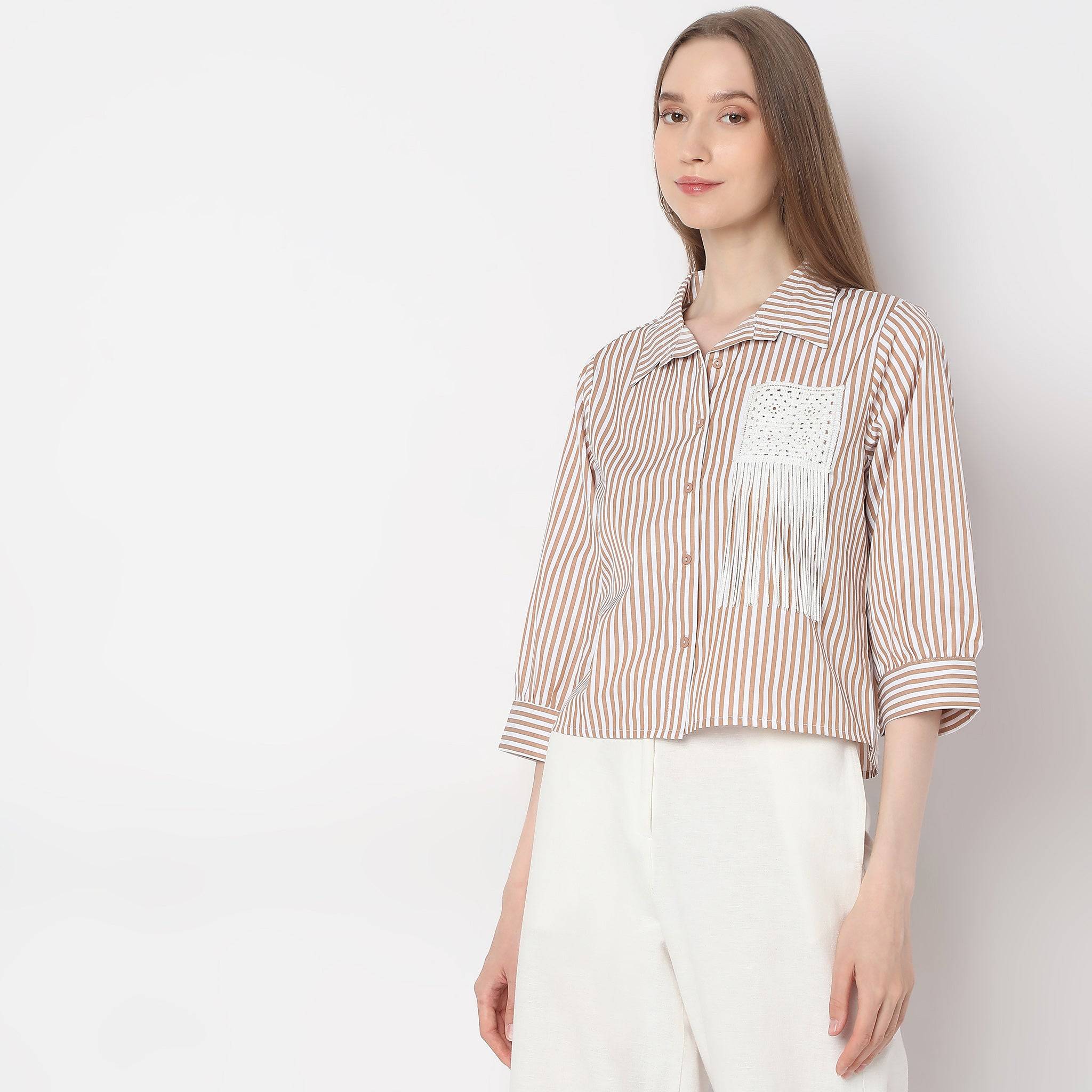 Boxy Fit Striped Shirt