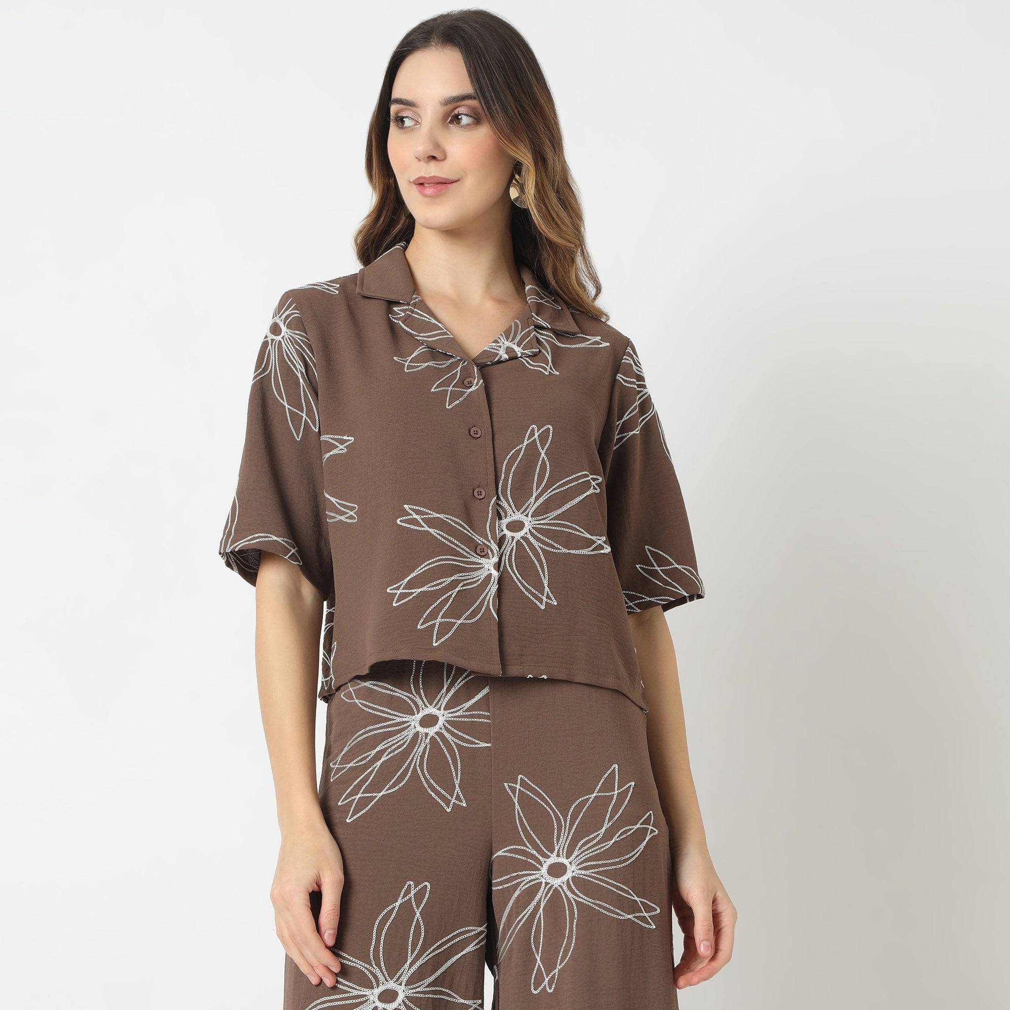 Solid Short Sleeve Camp Collar Shirt