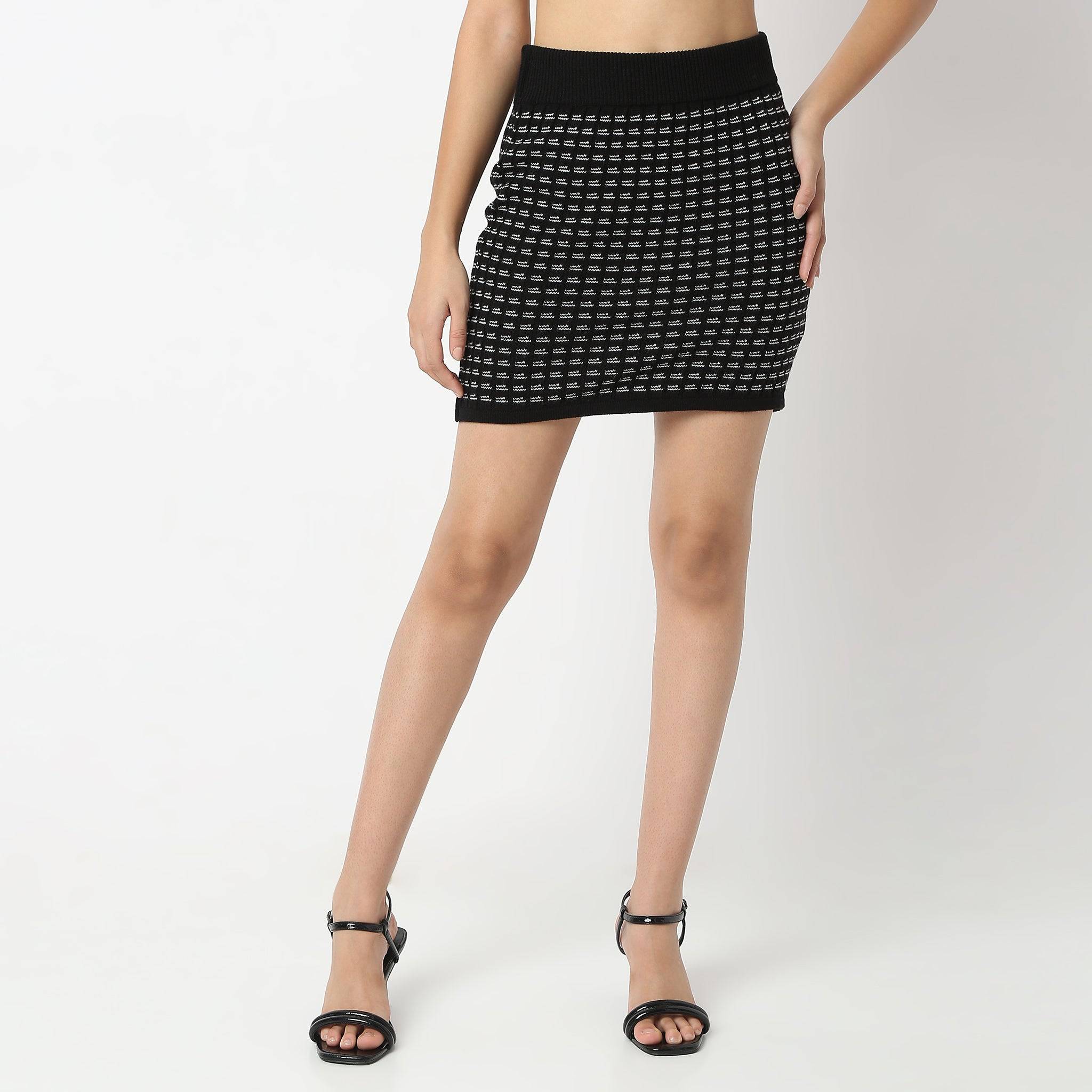Jacquard Above Knee Skirt