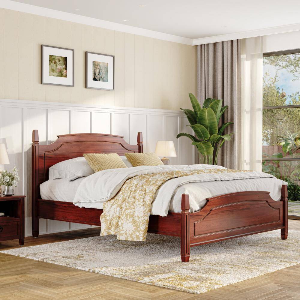 Nisha Queen Non Storage Teak Wood Bed - Ambrosia Teak (78x60 inch)