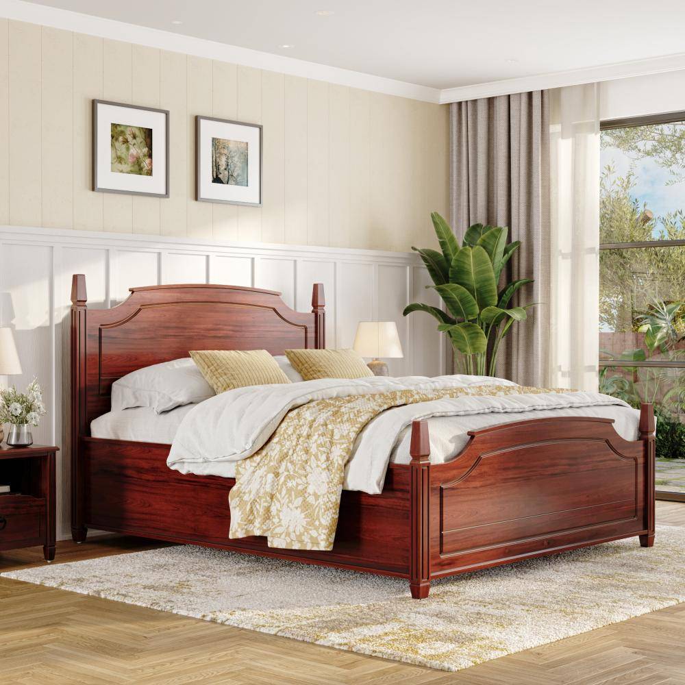 Nisha Queen Storage Teak Wood Bed - Ambrosia Teak (78x60 inch)