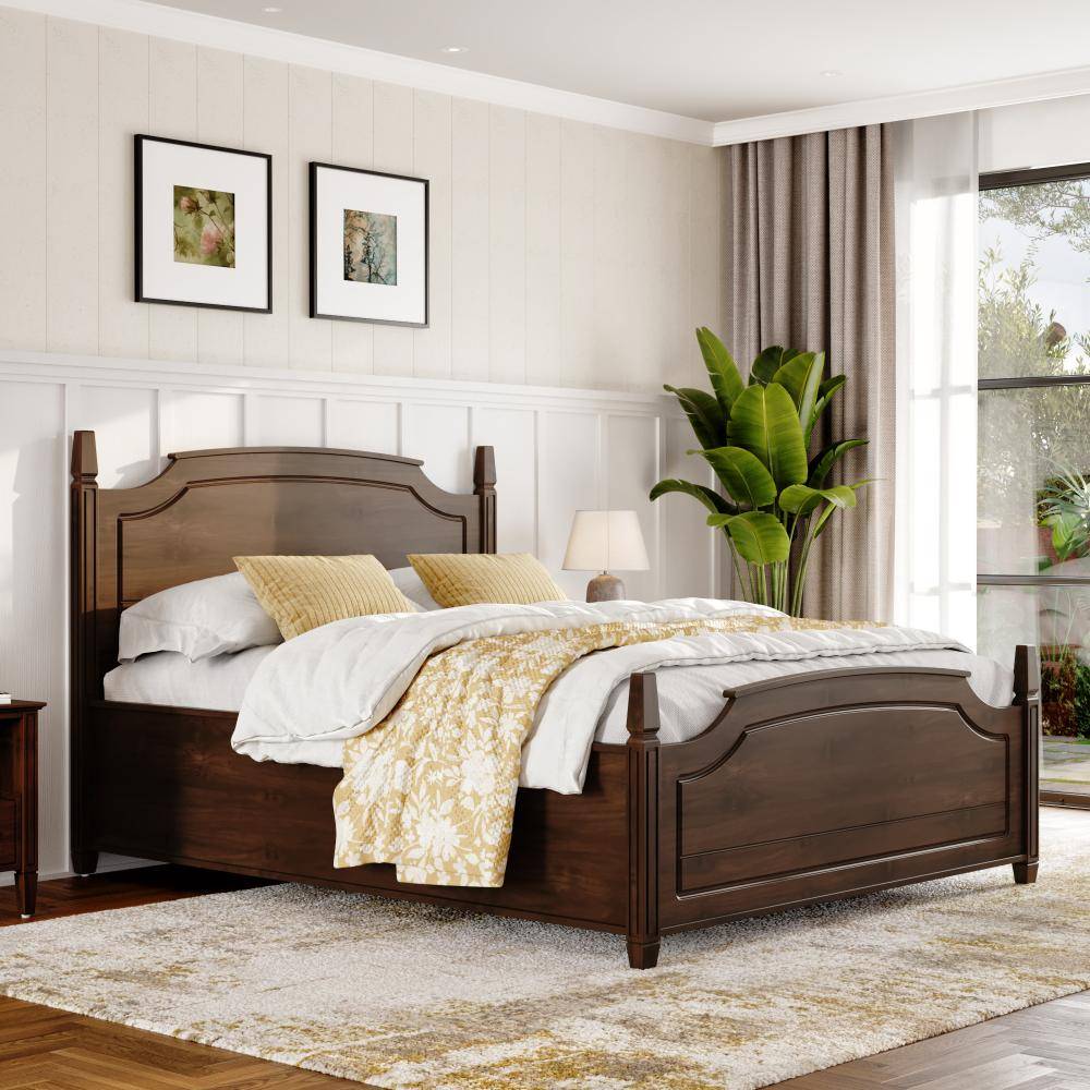 Nisha Queen Storage Teak Wood Bed - Dark Burma Teak (78x60 inch)