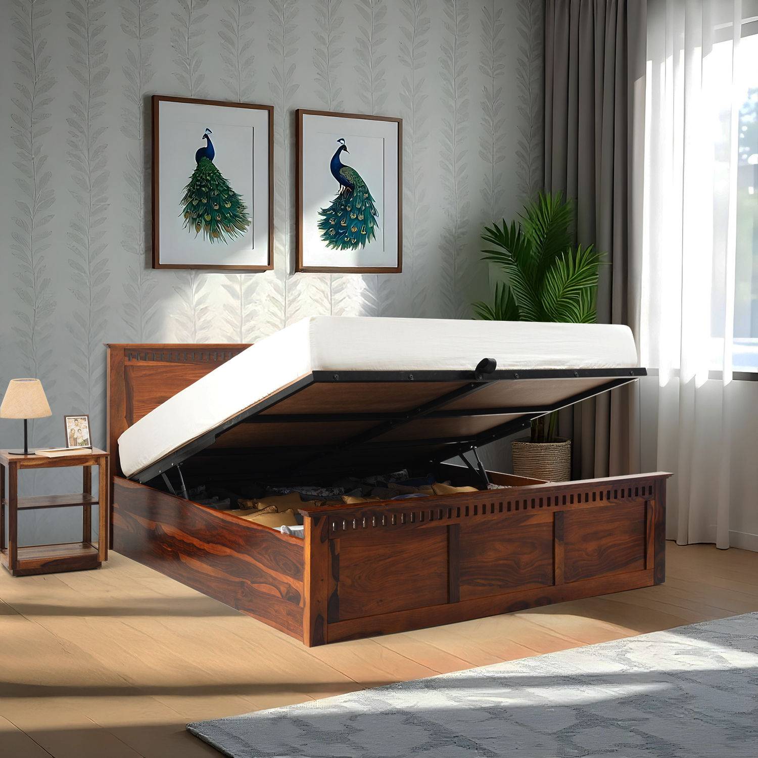Nuvetta Sheesham King Hydraulic Bed (78x72 inch)