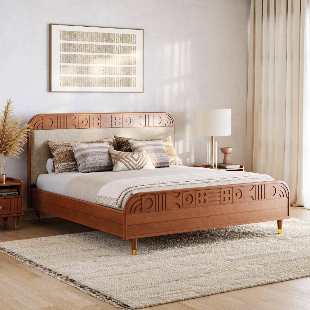 Lunarix King Non-Storage with Upholstery Solid Wood Bed (78x72 inch)