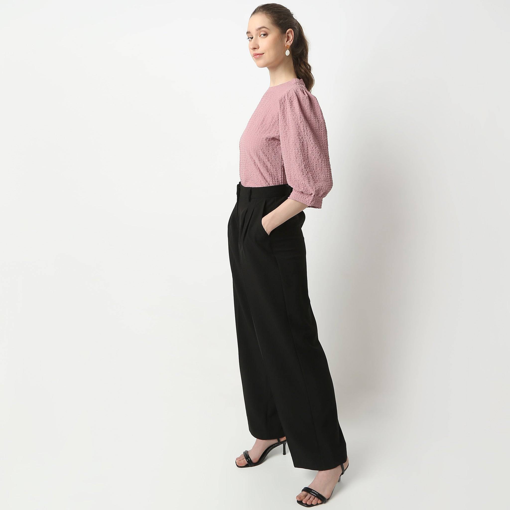 Structured Flared Elbow Sleeve Top