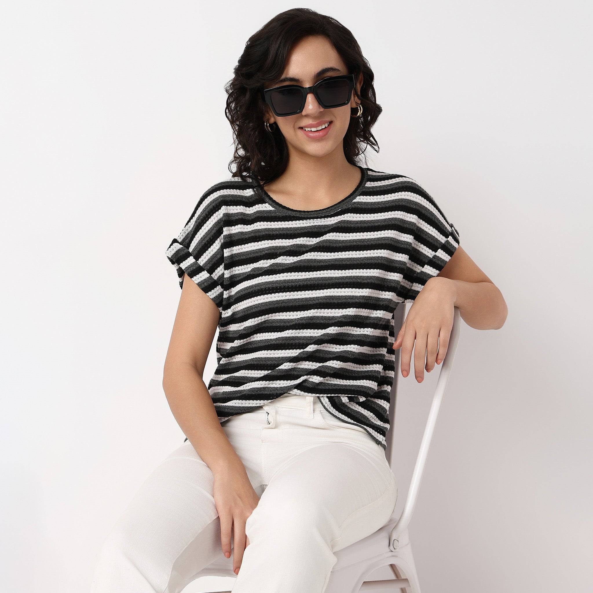 Striped Round Neck Top