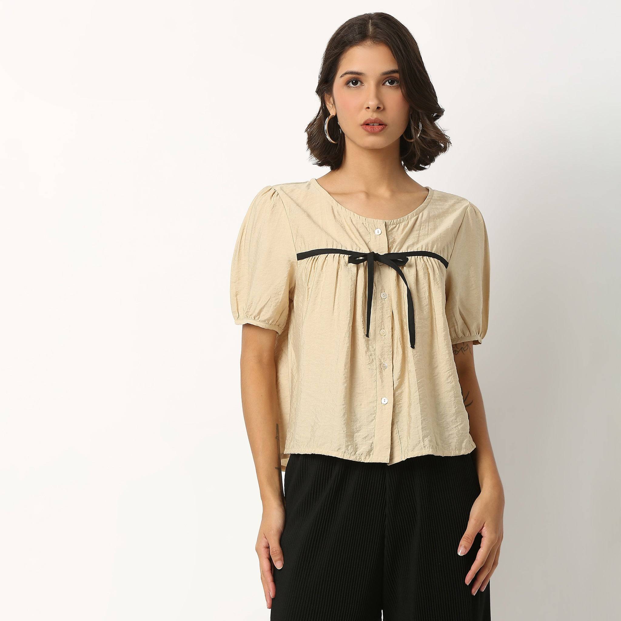 Solid Woven Top
