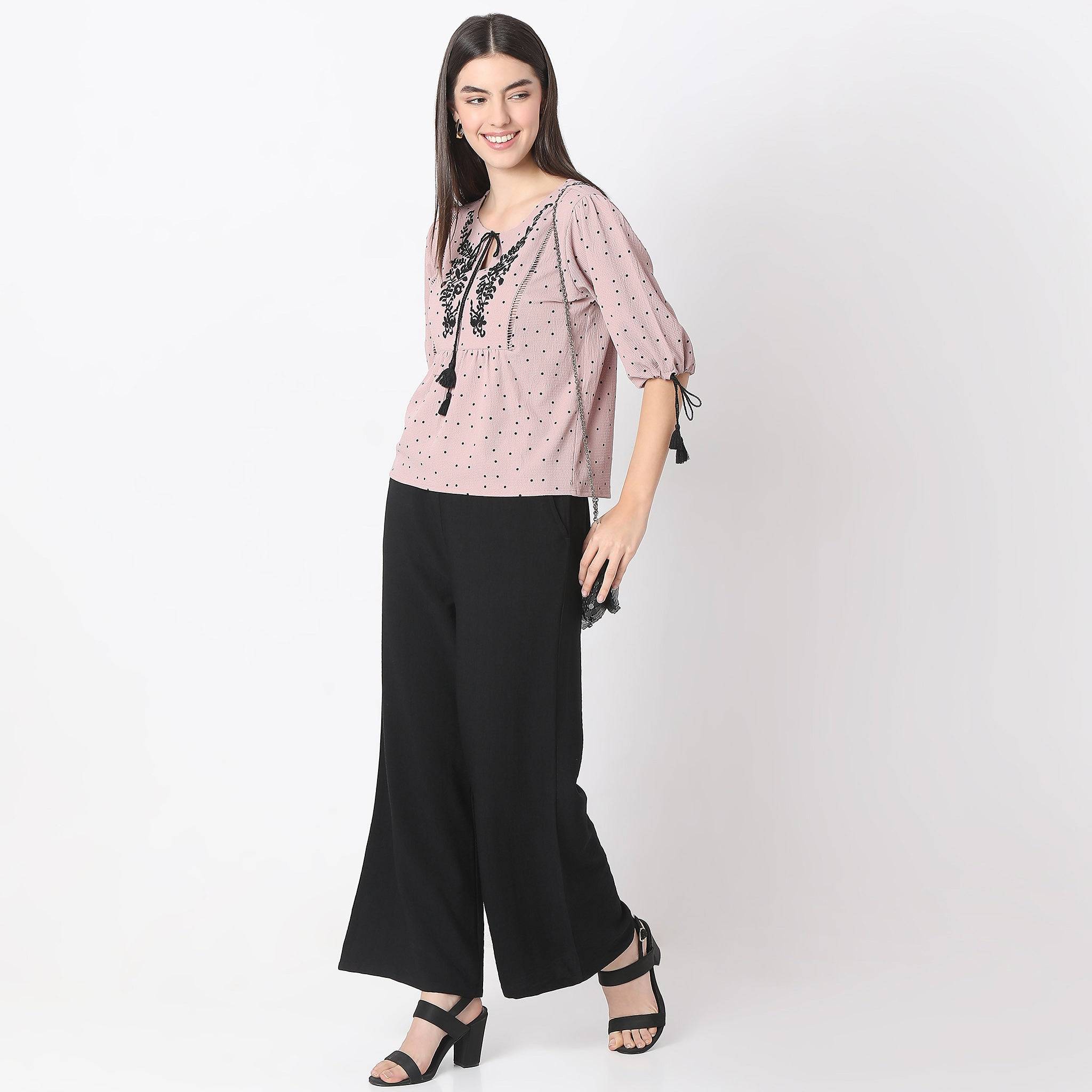 Printed Woven Half Sleeve Top