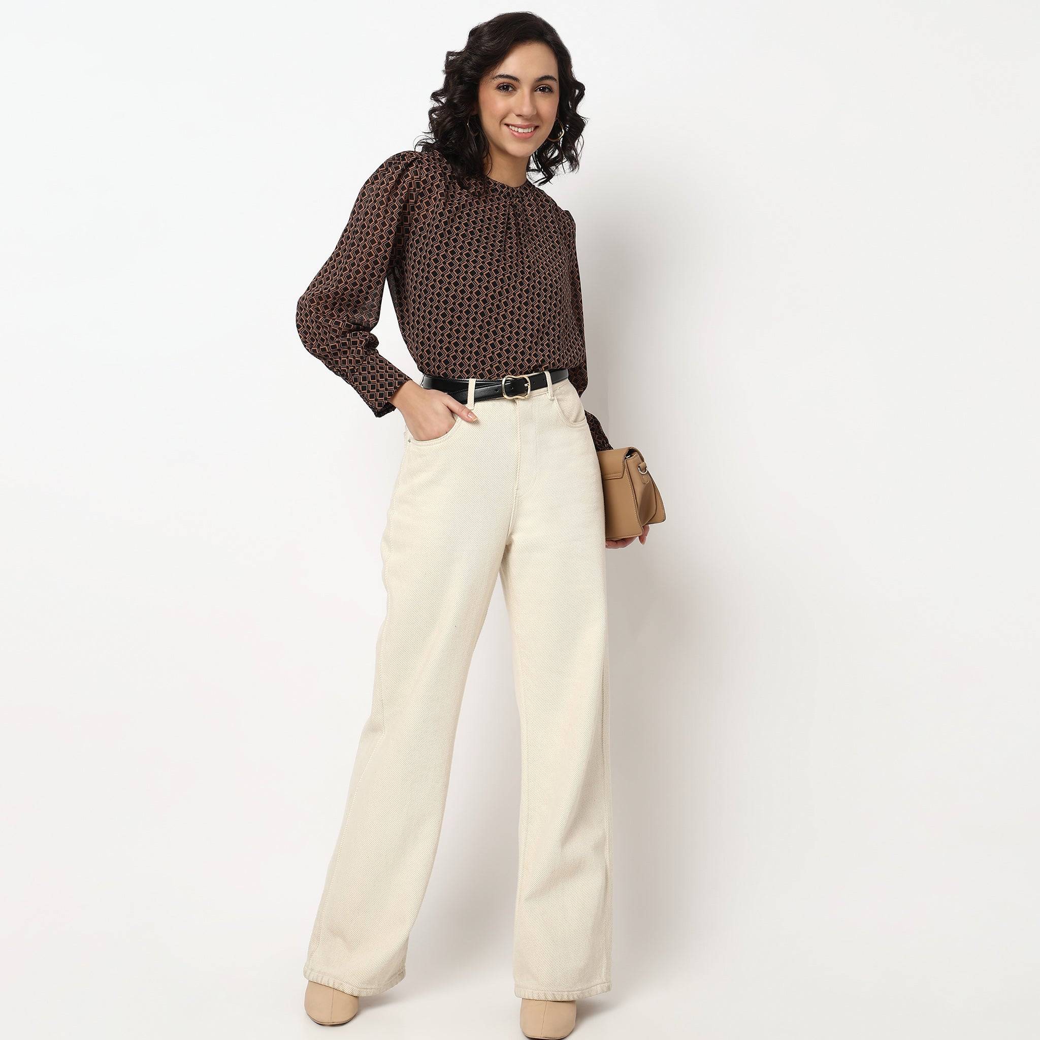 Printed High Neck Top