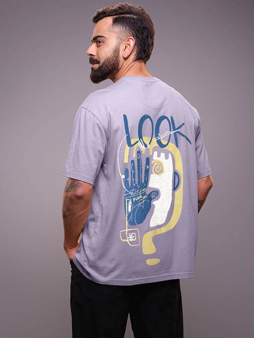 Heavy GSM Printed Faces T-Shirt | Purple