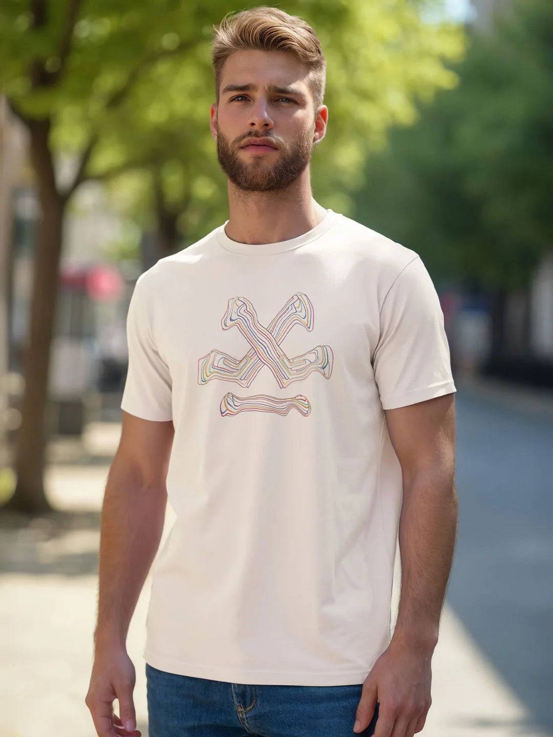 Fluid Printed Slim Fit T-Shirt | Off White