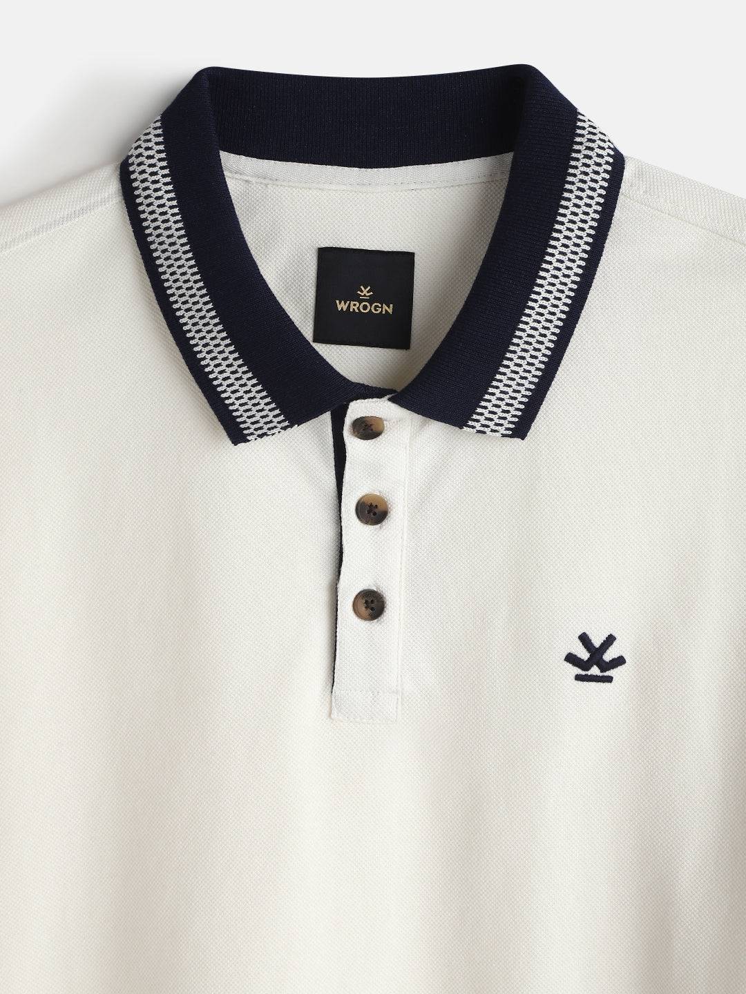 Casual Jacquard Collar Polo T-Shirt | Off White