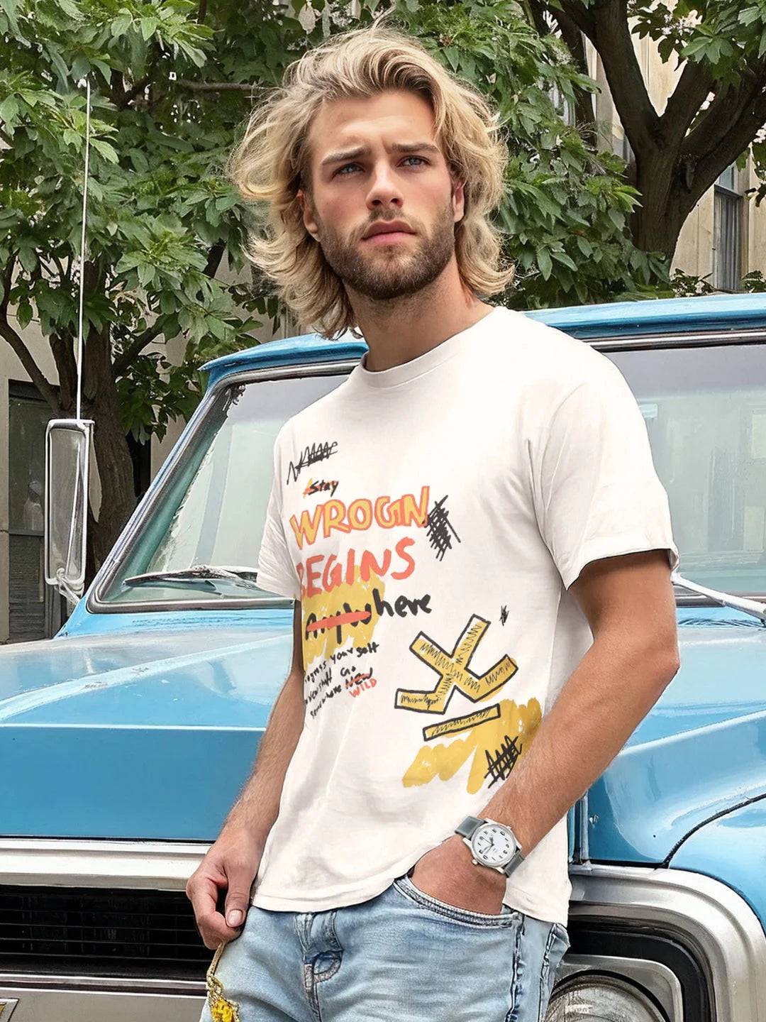 Heavy GSM Placement Printed T-Shirt | Off White