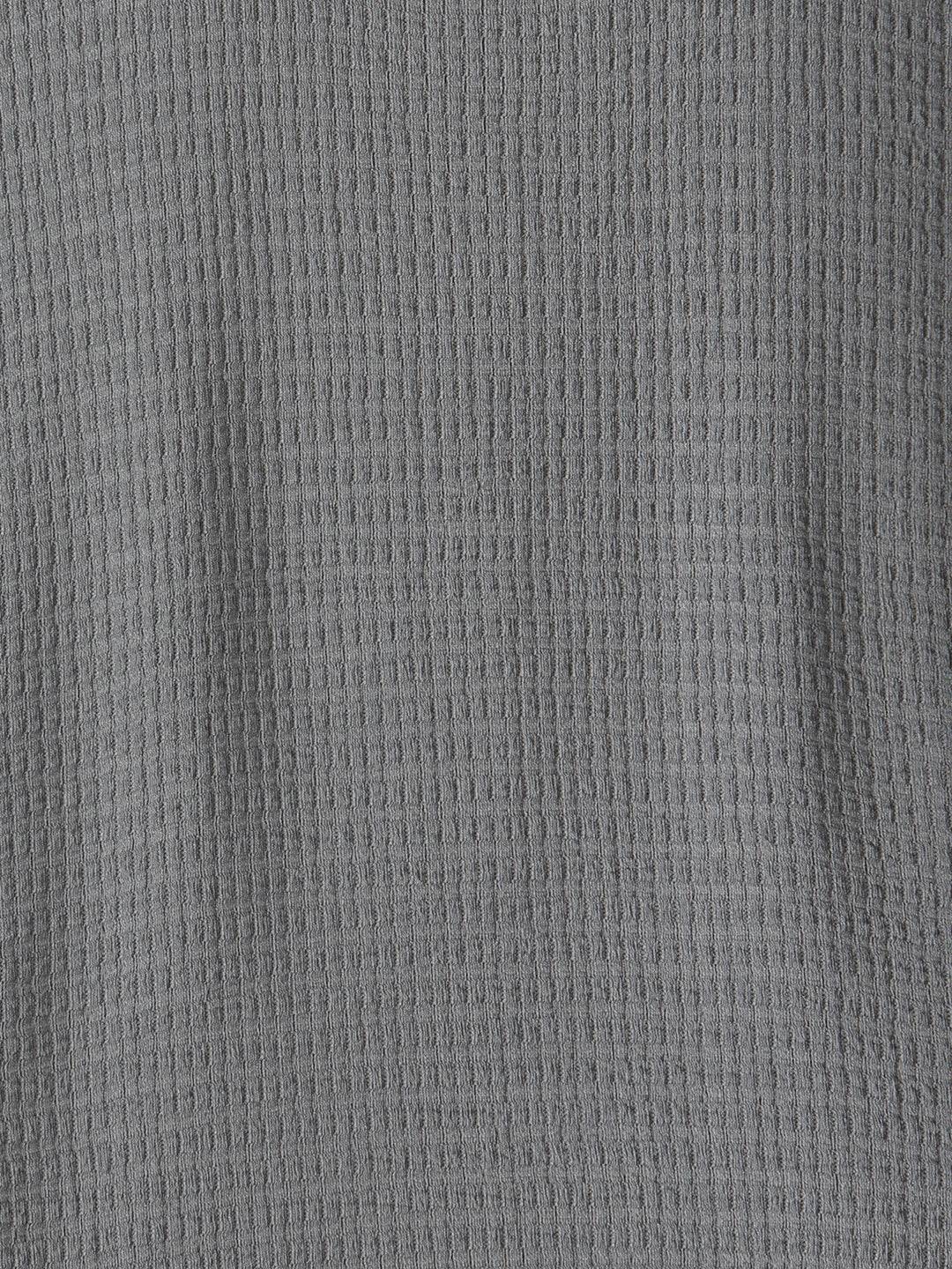 Honeycomb Textured Knit Crew Neck Pullover In Oversized Fit  |  Grey