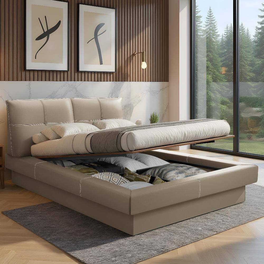 Lumelle Queen Size Hydraulic Storage Upholstered Bed (78x60 inch)