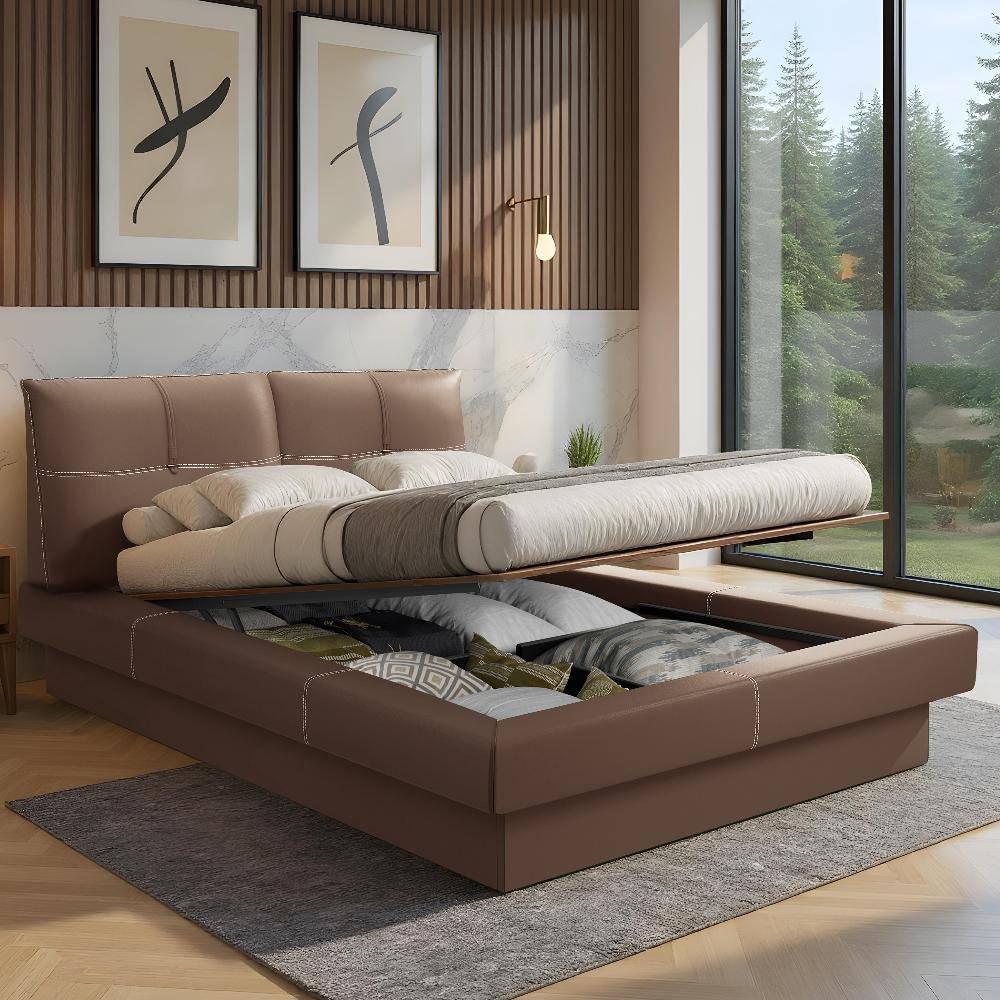 Lumelle Queen Size Hydraulic Storage Upholstered Bed (78x60 inch)
