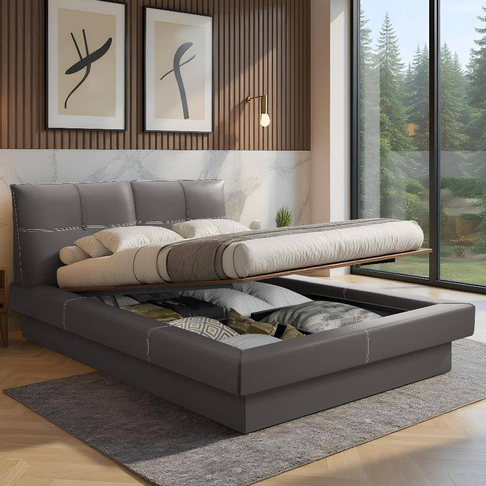 Lumelle Queen Size Hydraulic Storage Upholstered Bed (78x60 inch)