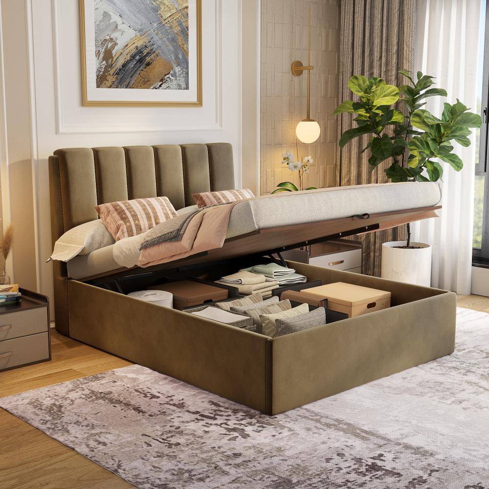 Antho Queen Size Hydraulic Upholstered Bed (78x60 inch)