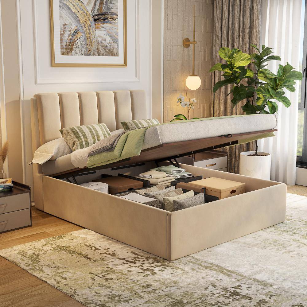 Antho Queen Size Hydraulic Upholstered Bed (78x60 inch)