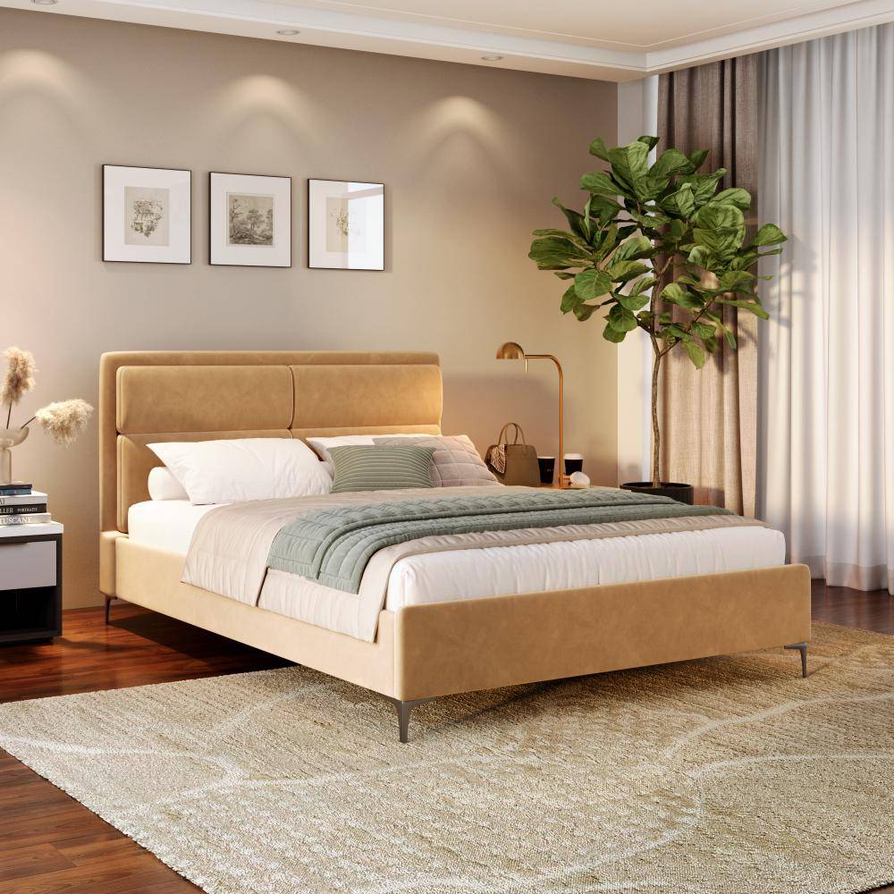 Zewail Without Storage Queen Size Upholstered Bed (78x60 inch)