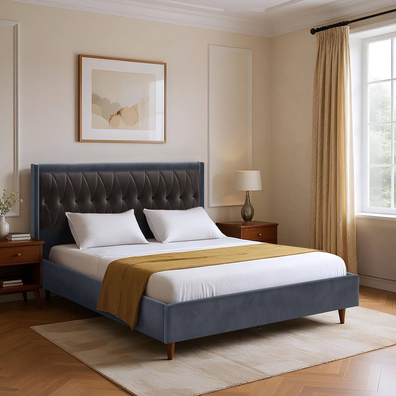 Asterion Queen Size Non Storage Upholstered Bed (78x60 inch)