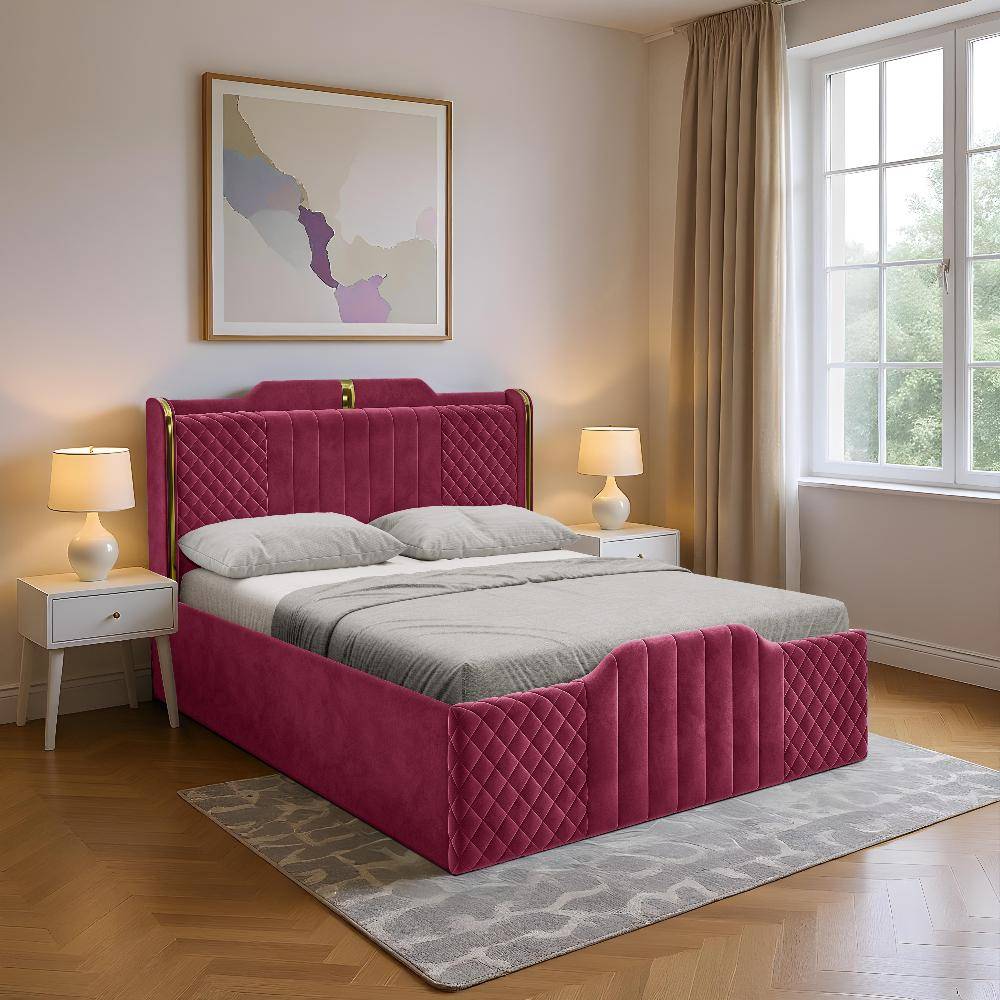 Velura Queen Size Storage Upholstered Bed (78x60 inch)