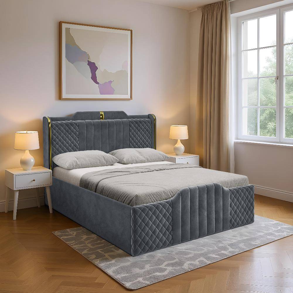 Velura Queen Size Storage Upholstered Bed (78x60 inch)