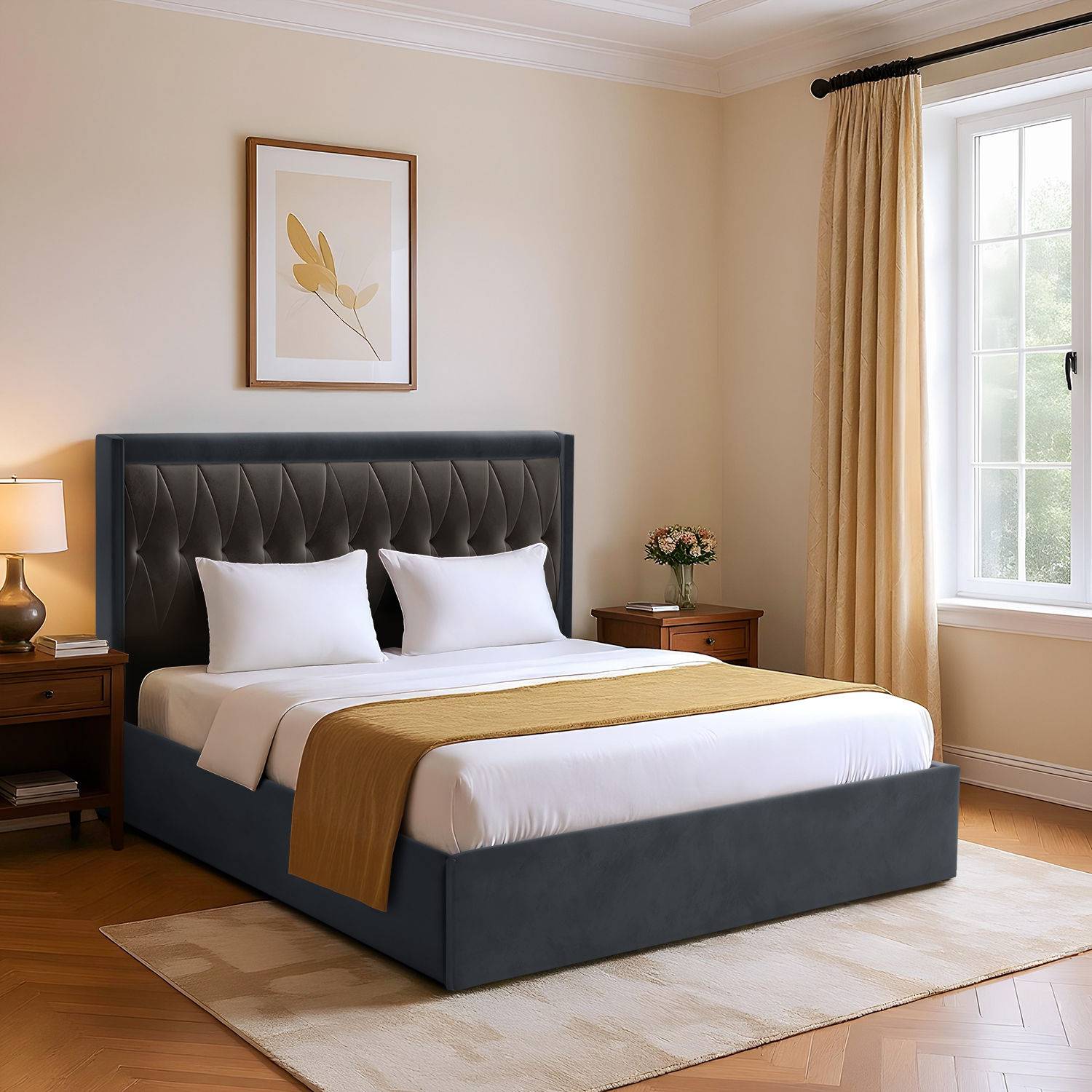 Asterion Queen Size Storage Upholstered Bed (78x60 inch)