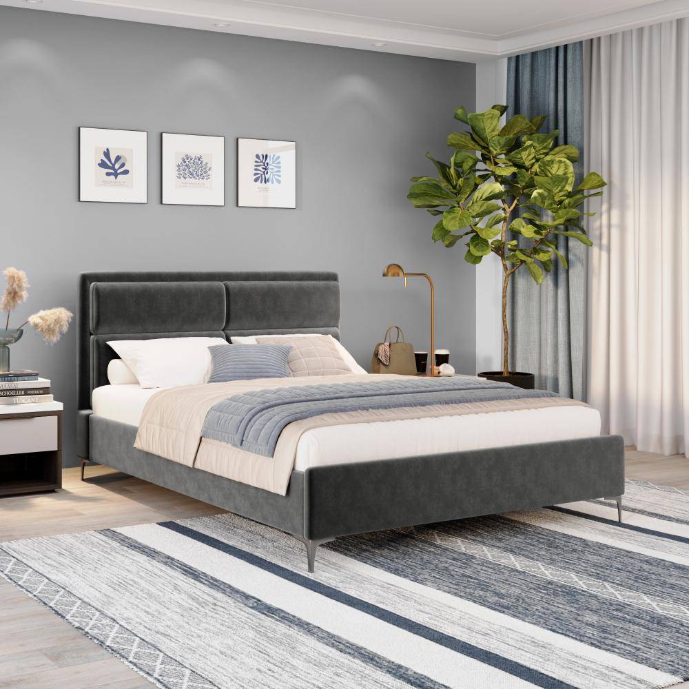 Zewail Without Storage Queen Size Upholstered Bed (78x60 inch)
