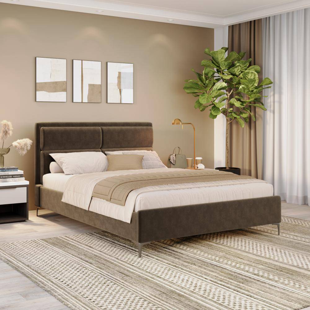 Zewail Without Storage Queen Size Upholstered Bed (78x60 inch)