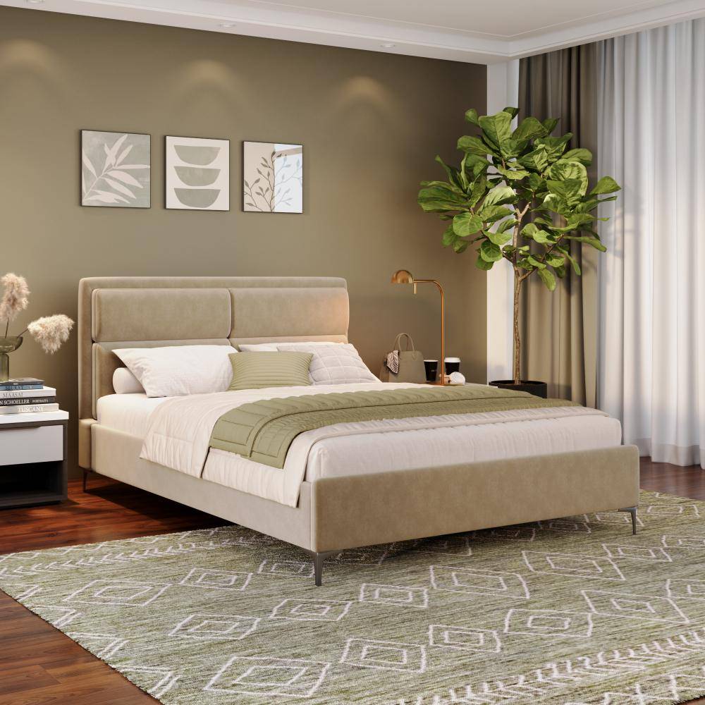 Zewail Without Storage Queen Size Upholstered Bed (78x60 inch)