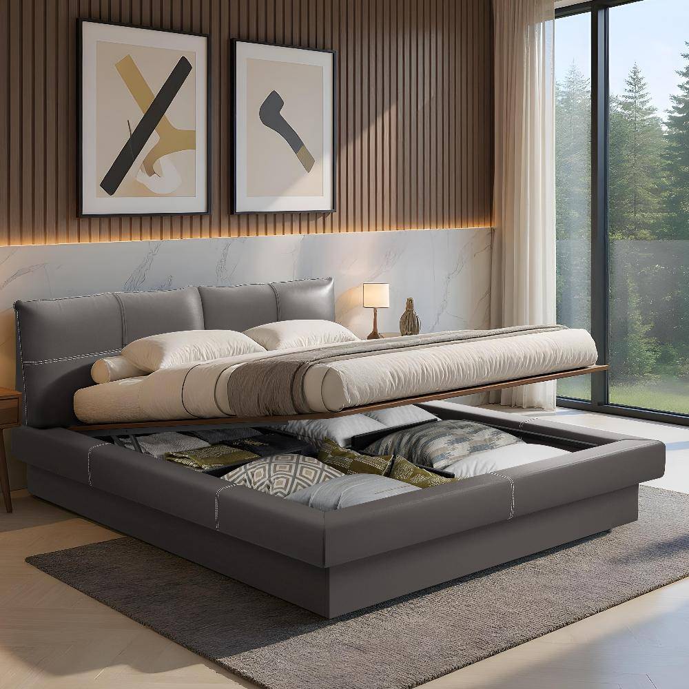 Lumelle King Size Hydraulic Storage Upholstered Bed (78x72 inch)