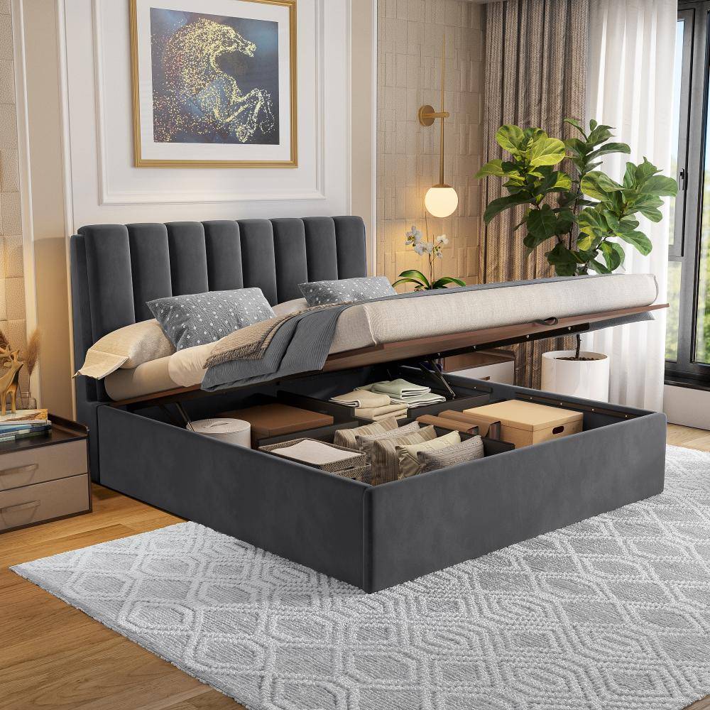 Antho King Size Hydraulic Upholstered Bed (78x72 inch)