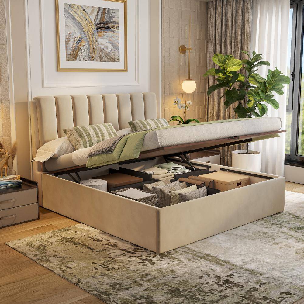 Antho King Size Hydraulic Upholstered Bed (78x72 inch)