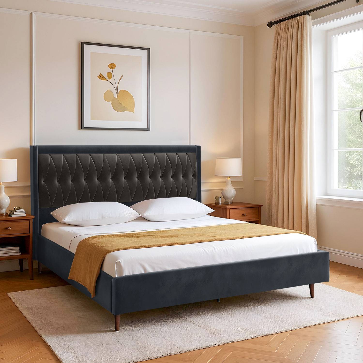 Asterion King Size Non Storage Upholstered Bed (78x72 inch)