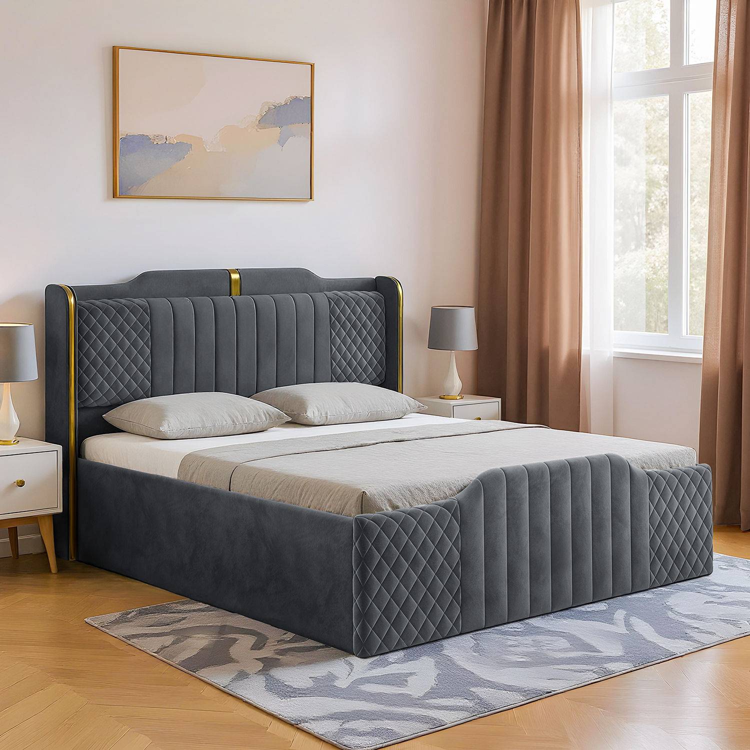 Velura King Size Storage Upholstered Bed (78x72 inch)
