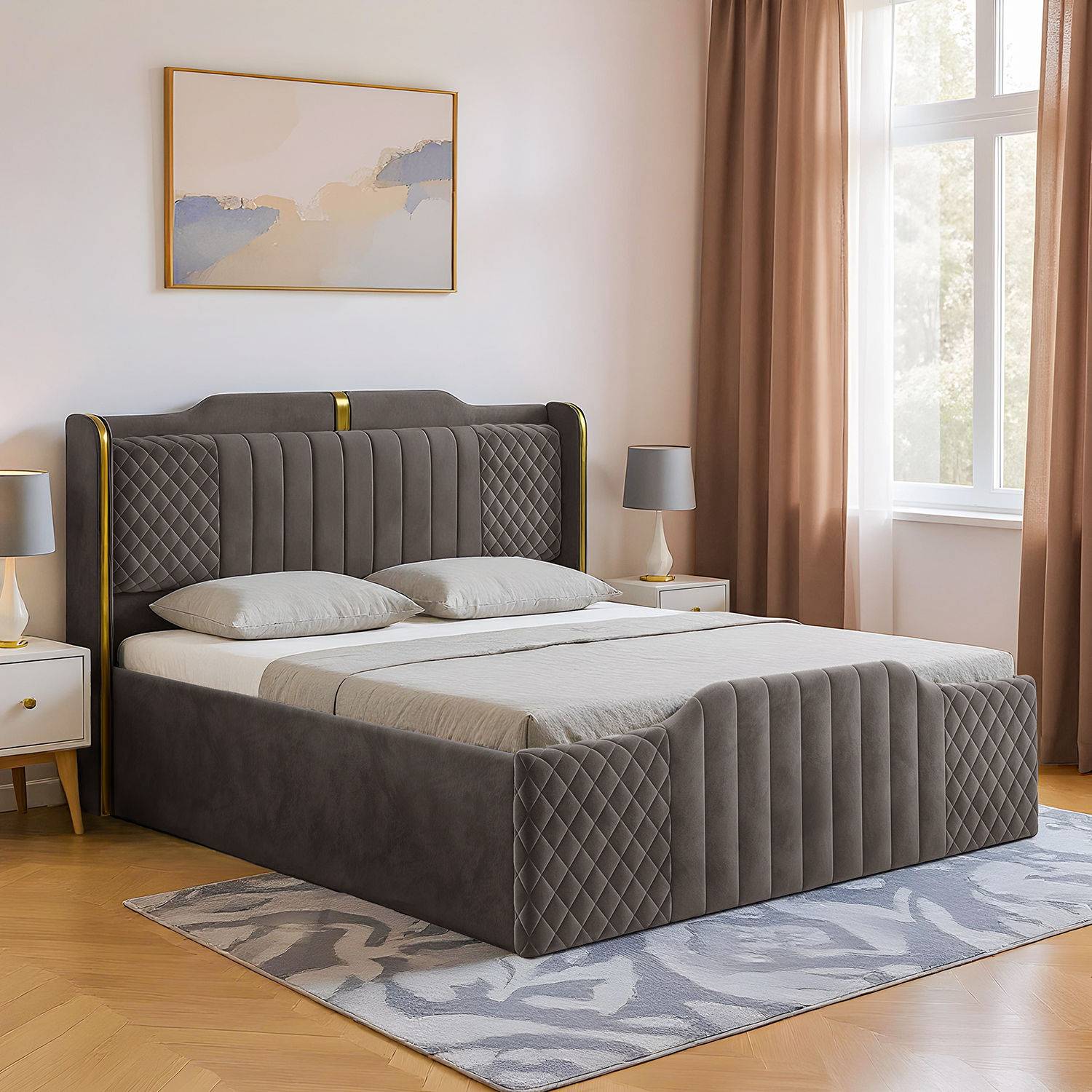 Velura King Size Storage Upholstered Bed (78x72 inch)